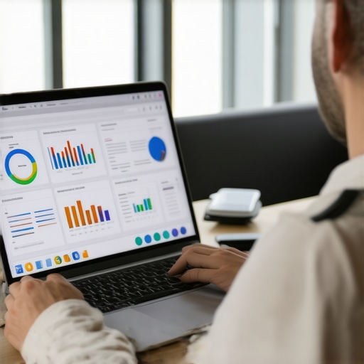 Modern SEO analyst working with Swedish keywords and analytics charts.