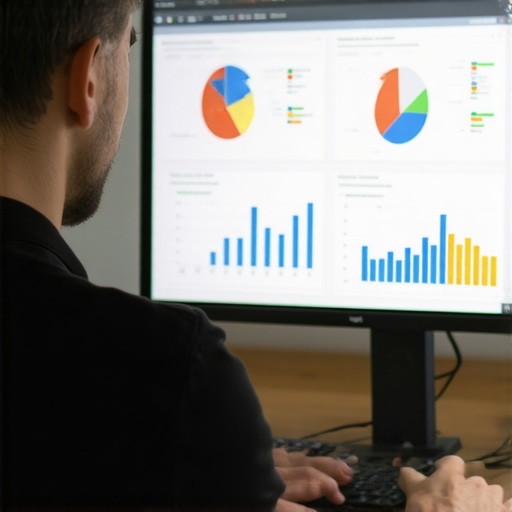 SEO analyst working on Swedish keywords with data charts.
