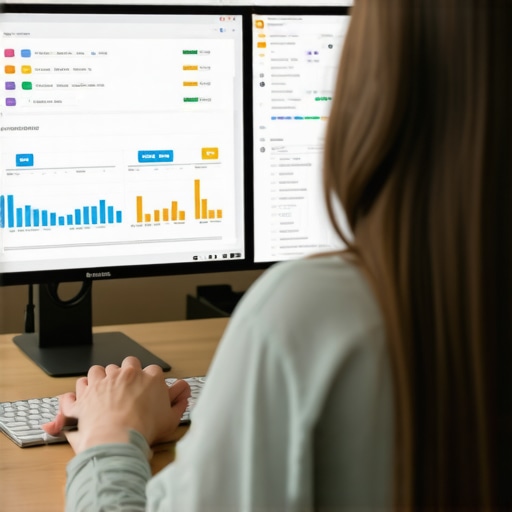 Person analyzing SEO data on computer screen with Swedish keywords and graphs