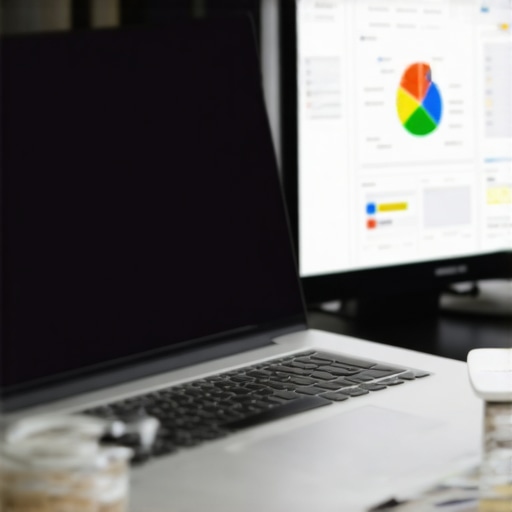 Person studying SEO keywords on a laptop in an office.