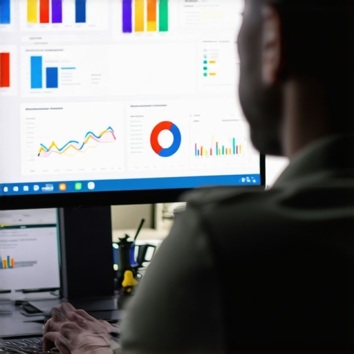 A professional reviewing SEO performance metrics on a computer