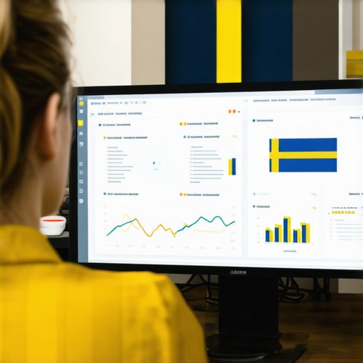 SEO specialist analyzing Swedish keywords with charts and flags