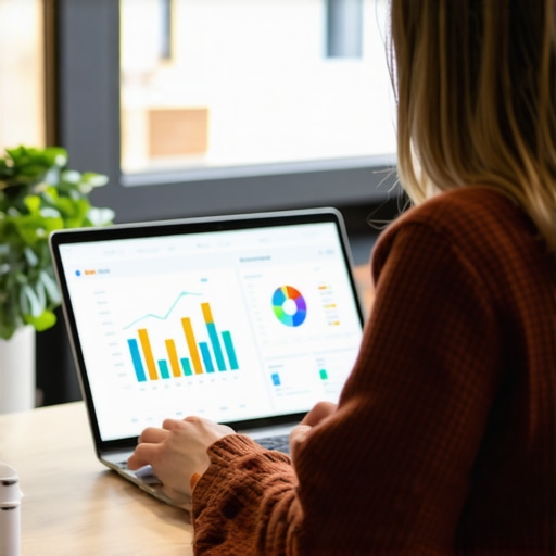 Team of marketers reviewing SEO analytics on a laptop.