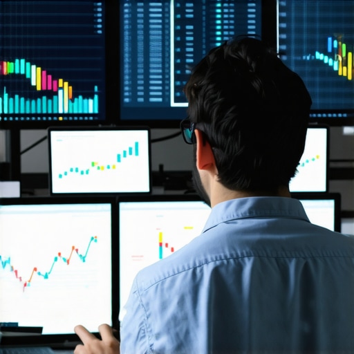 A person analyzing SEO data on screens with graphs and keyword analysis tools