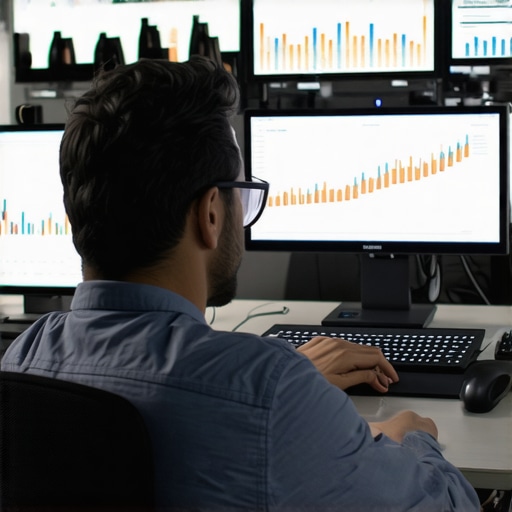 En person som analyserar SEO-verktyg och data på en dator för att underhålla svenska sökmotoroptimering