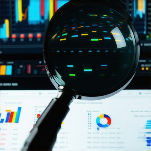 Magnifying glass examining digital data, symbolizing in-depth SEO analysis.