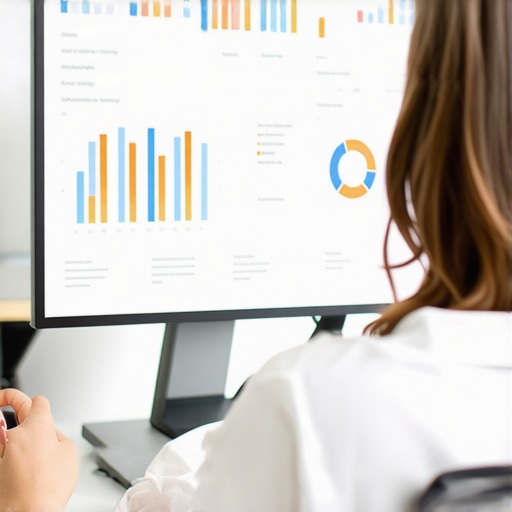 Person reviewing SEO analytics on a laptop in a bright office