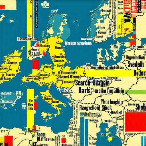 Illustration showing SEO tactics like keyword analysis and local SEO in Sweden