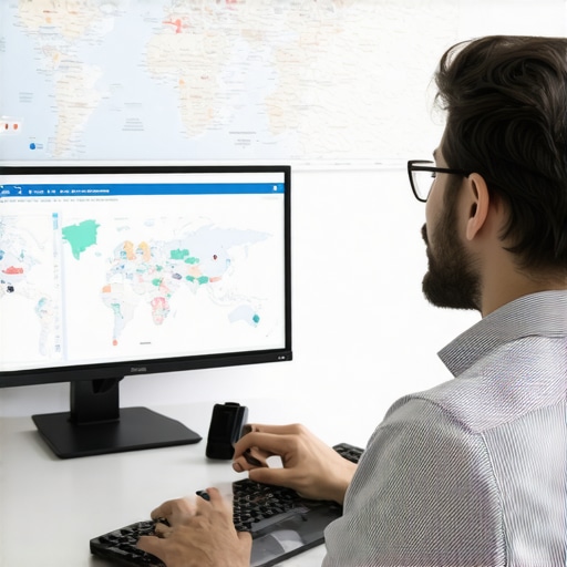 Analyzing Local SEO Data in Sweden Swedish entrepreneur reviewing SEO analytics with regional map in background.
