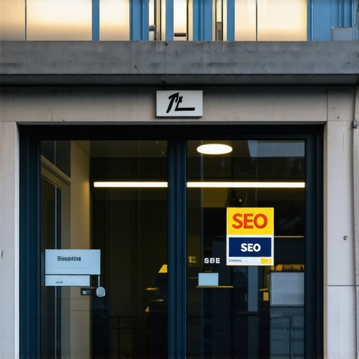 En svensk butik med skyltar som visar sökord relaterade till lokal SEO